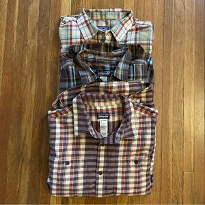 Patagonia Men's Casual Plaid Shirts Fall Colors Organic Cotton